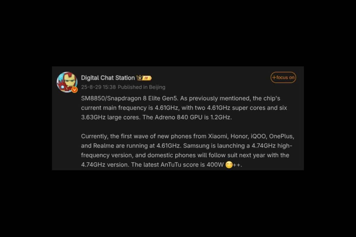 indiscrezioni su Qualcomm Snapdragon 8 Elite Gen 5